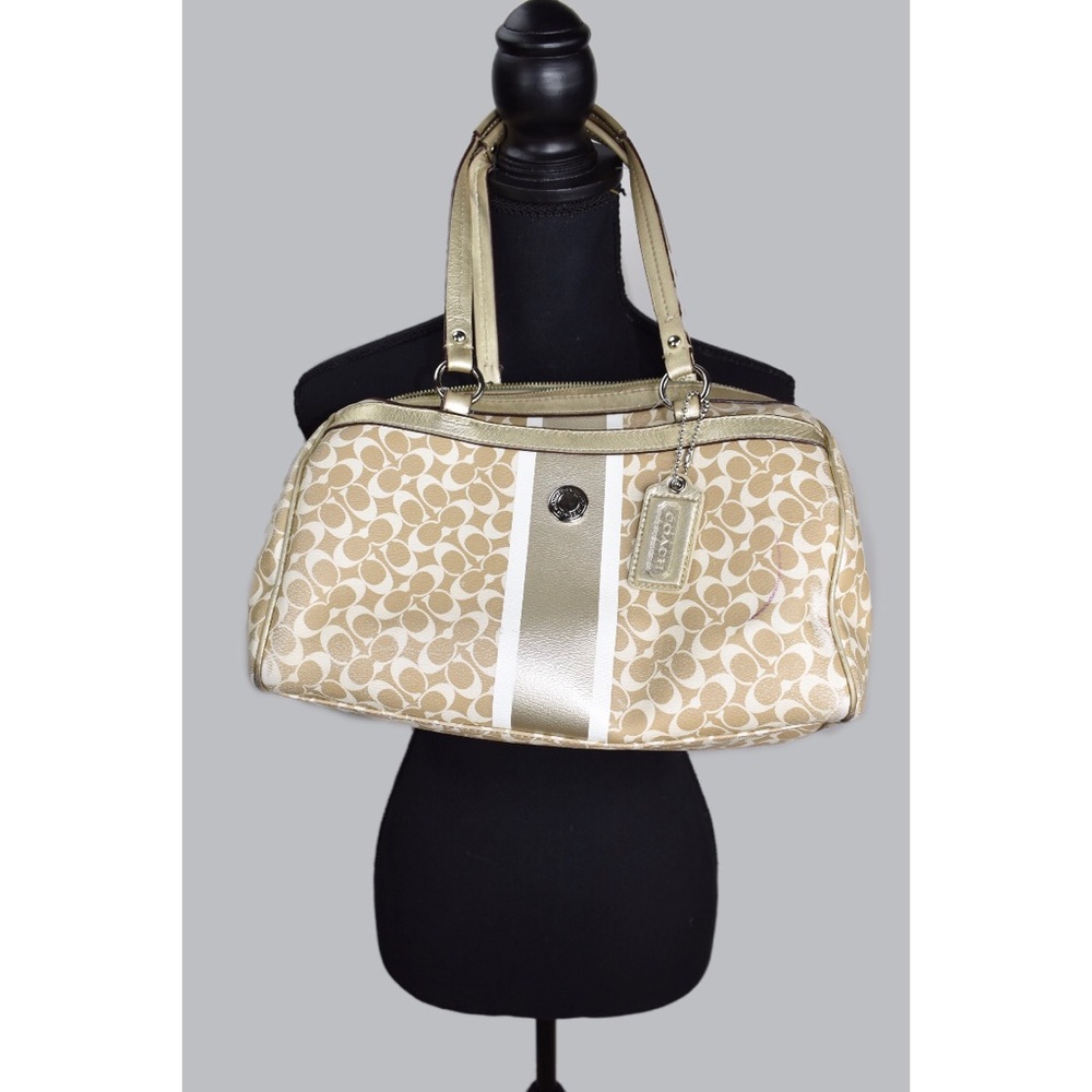 Gold and White Coach Bag